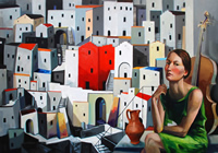 Suburbs, the Samaritan woman, Give me to drink_oil on canvas 90x120